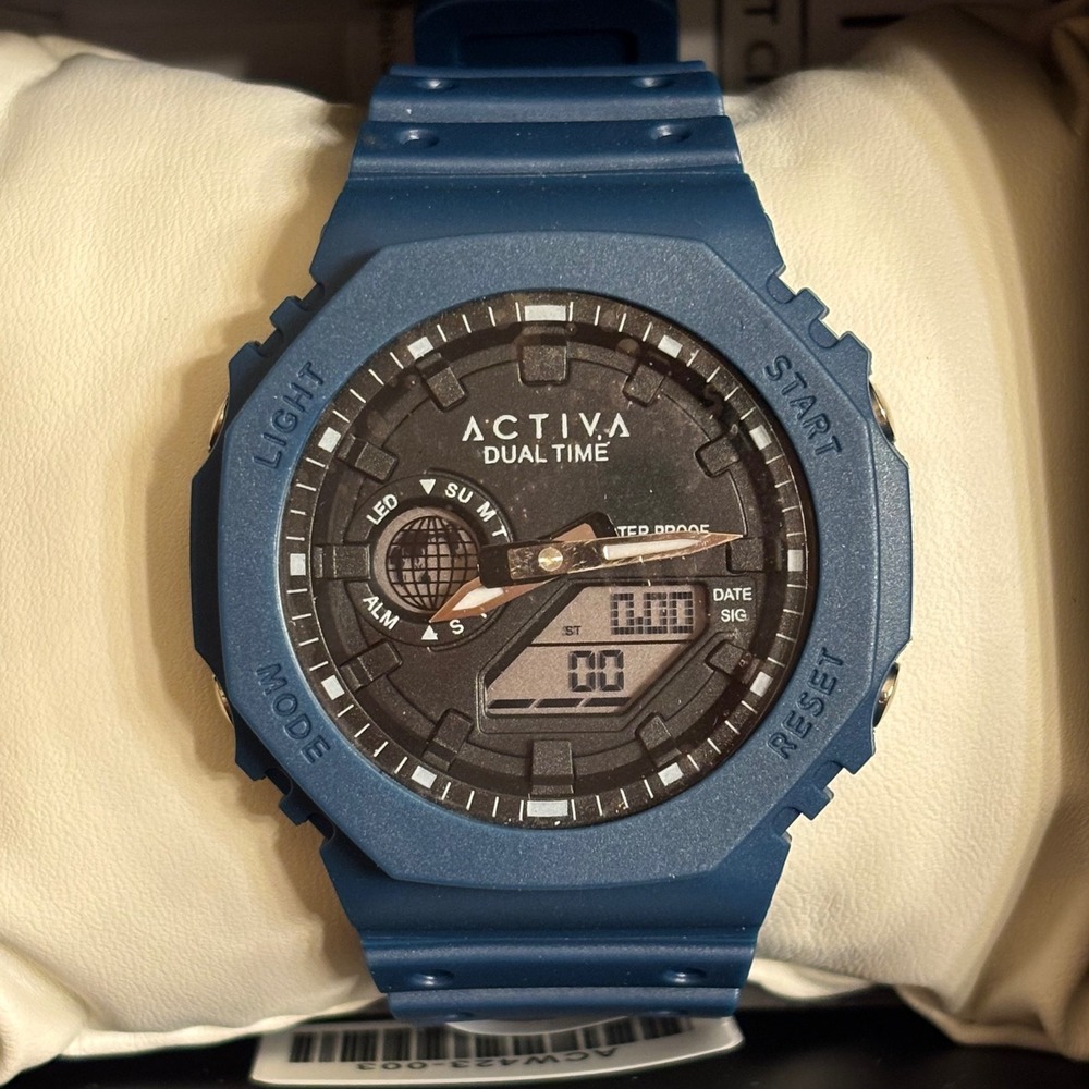 Activa Sonar X Invicta Mens Watch ACW423-003 Navy Blue Dual Time Sport Watch